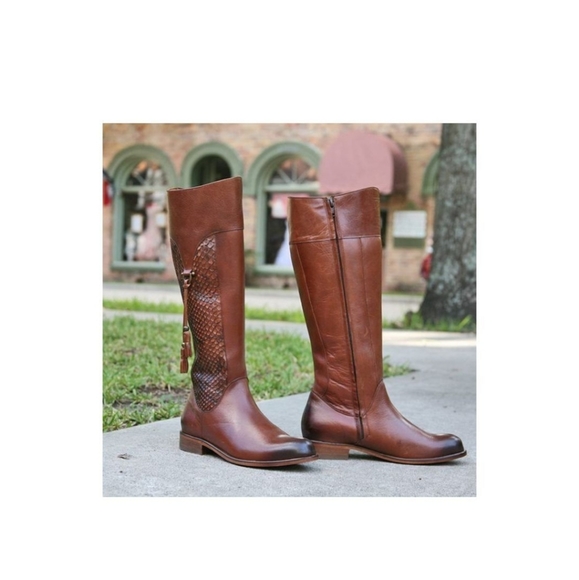 Corral Manchester Cowhide Riding Boots, Real Python Insets, Tassel, Zip, Sz 10 - Picture 2 of 9